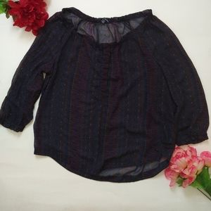 American Eagle Outfitters Sheer Navy Top Size XL